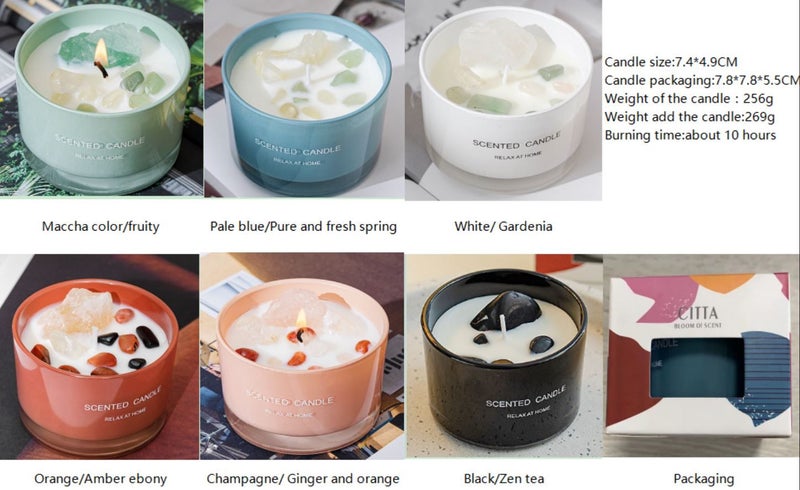 Aromatherapy Scented Oil 100% Natural Soy Healing Quartz Crystal Candles Carousel 4