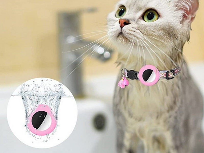 1 X Pet Cat Collar with Airtag Holder Adjustable Cat Collar Pink Carousel 2