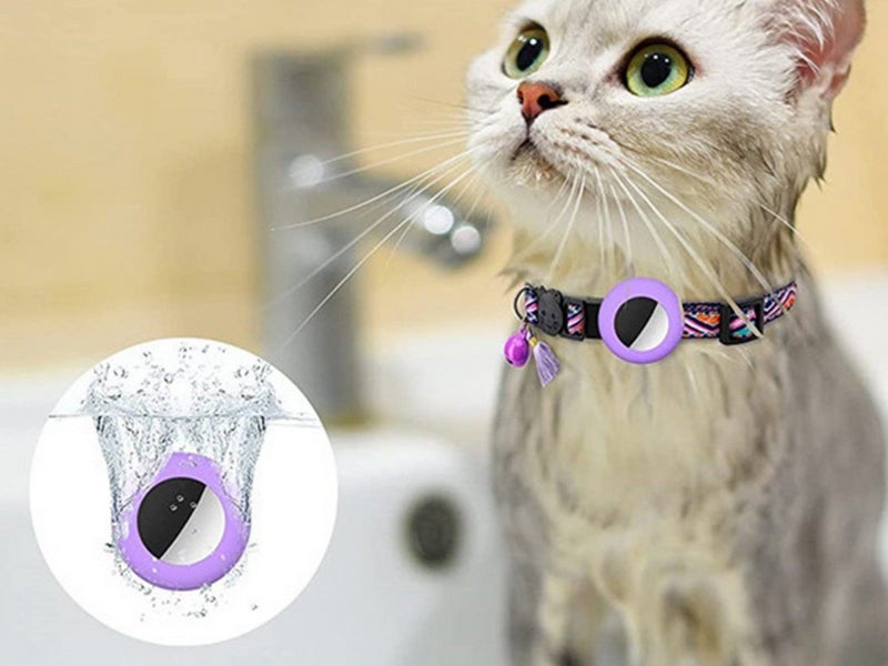1 X Pet Cat Collar with Airtag Holder Adjustable Cat Collar Purple Carousel 2