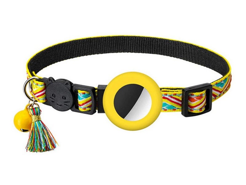 2 X Pet Cat Collar with Airtag Holder Adjustable Cat Collar Yellow and Green Carousel 6