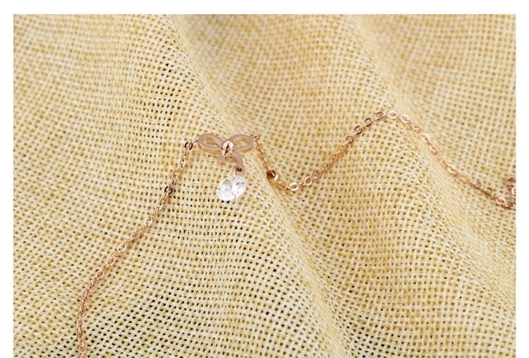 Bowknot Stainless Steel Anklet Rose Gold Plated CZ Anklet Carousel 2