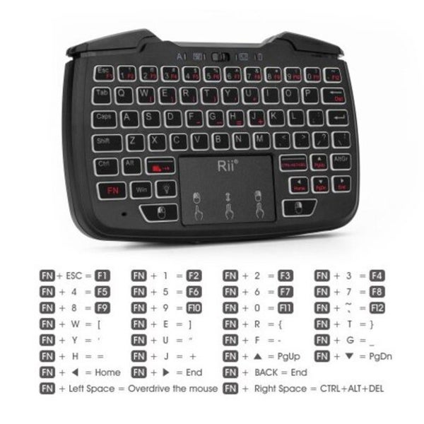 Rk707 Mini Wireless Game Controller Mouse Keyboard Combo Black Keyboard & Mouse Carousel 2