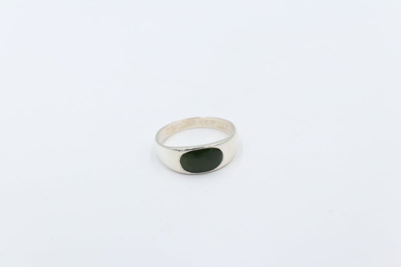 Stg Silver Ring with Greenstone Carousel 1