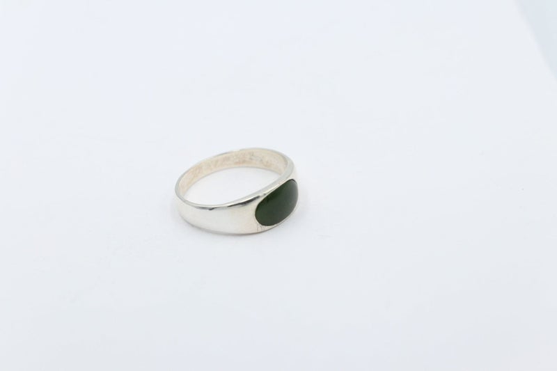 Stg Silver Ring with Greenstone Carousel 5