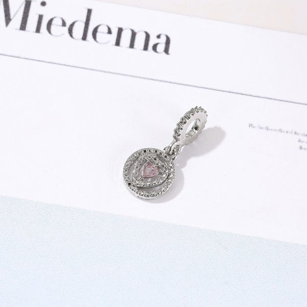 $1 reserve Gorgeous silver pink heart design alloy charm with artificial crystal Carousel 5
