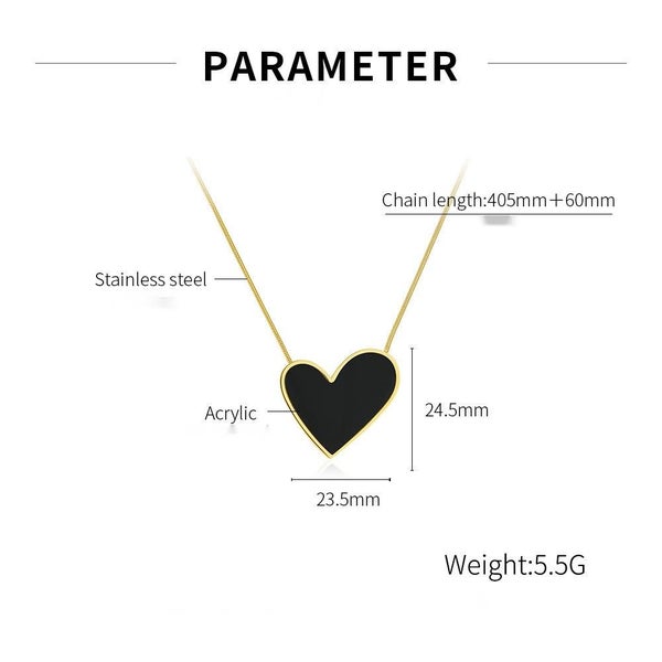 Black Heart Pendant Stainless Steel Gold-plated Necklace For Women Carousel 2