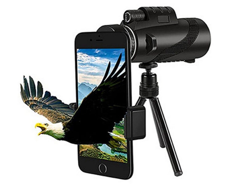 2 Sets of 10-12X Magnification HD Monocular Telescope with Phone Clip and Tripod Carousel 2
