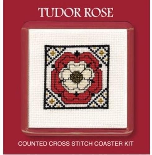 Textile Heritage Cross Stitch Kit Coaster - Tudor Rose Carousel 1