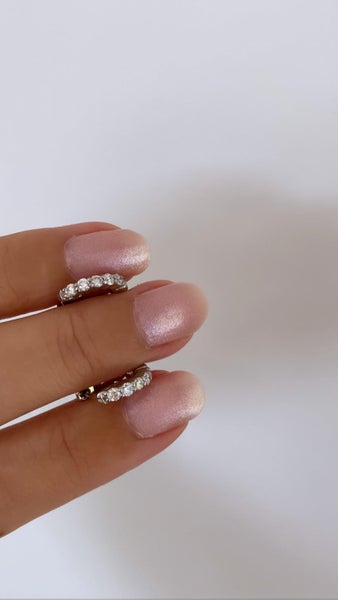 NEW 14k White Gold 0.51ctw Shared Prong Round Diamond 13mm Huggie Hoop Earrings Carousel 8