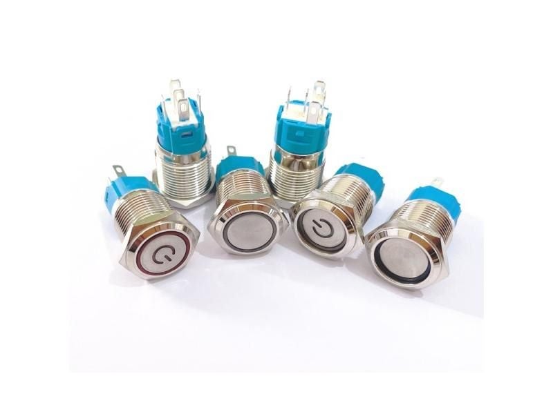 12/16/19/22mm Waterproof Metal Push Button Switch LED Light Momentary Latching Carousel 1