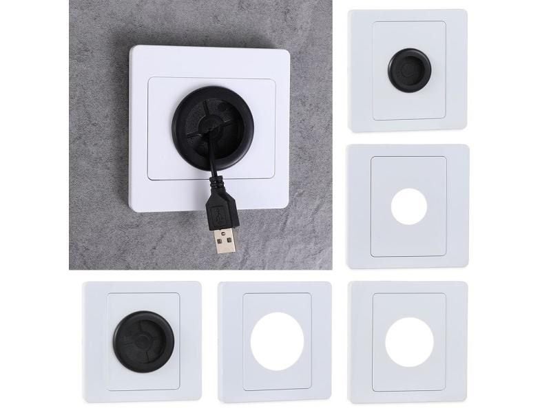 1Pcs 86Type Wall Blank Panel With Outlet Hole Decorative Cover Cable Socket Carousel 2
