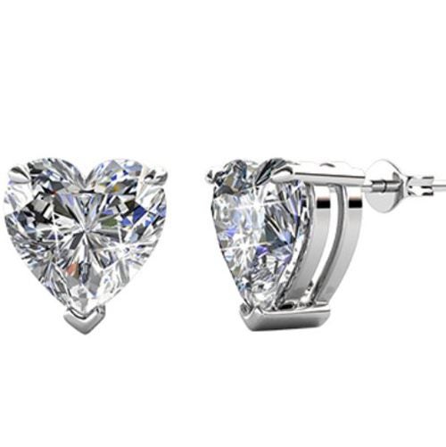 18K White Gold Heart Crystal earrings "Corazon" Carousel 1