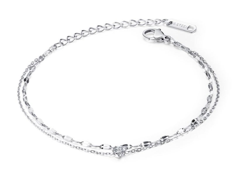 Double-layered Anklet Stainless Steel CZ Anklet Carousel 1