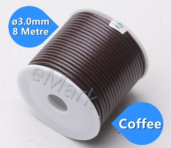 Wax Cord in Reel 3.0mm / 8 Metre / Coffee Carousel 1