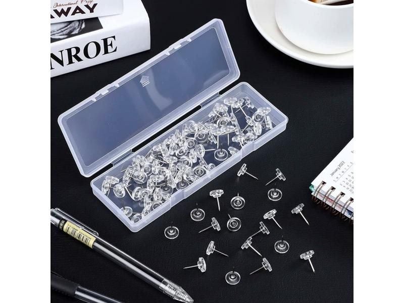 50pcs/box Transparent Push Pins For Map Photo Wall Office School Carousel 1