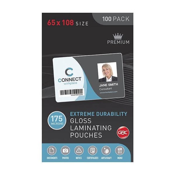 Gbc laminating pouch 65x108mm 175 micron pk100 Carousel 1