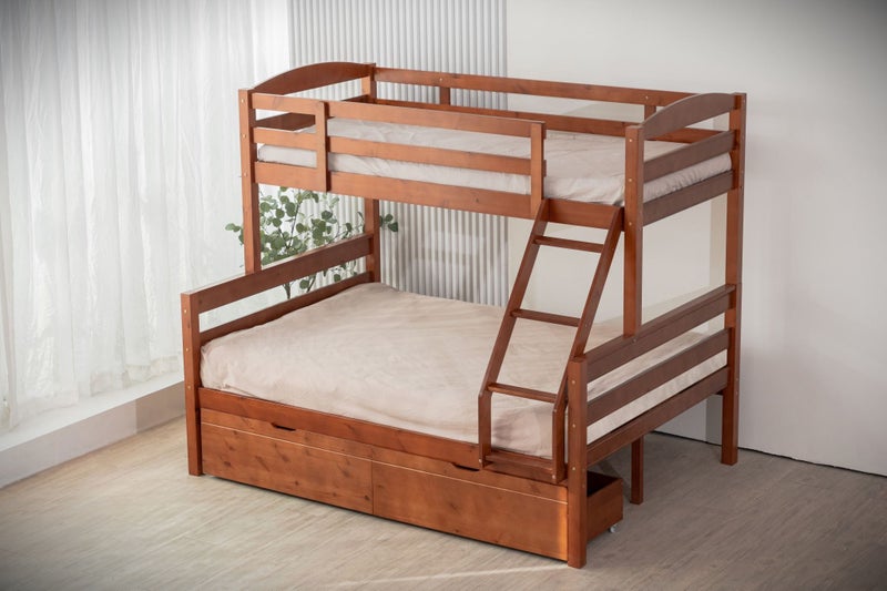 Cosmos Duo, Double Single Bunk Beds - Brown - Includes 2 x Storage Drawers Carousel 1