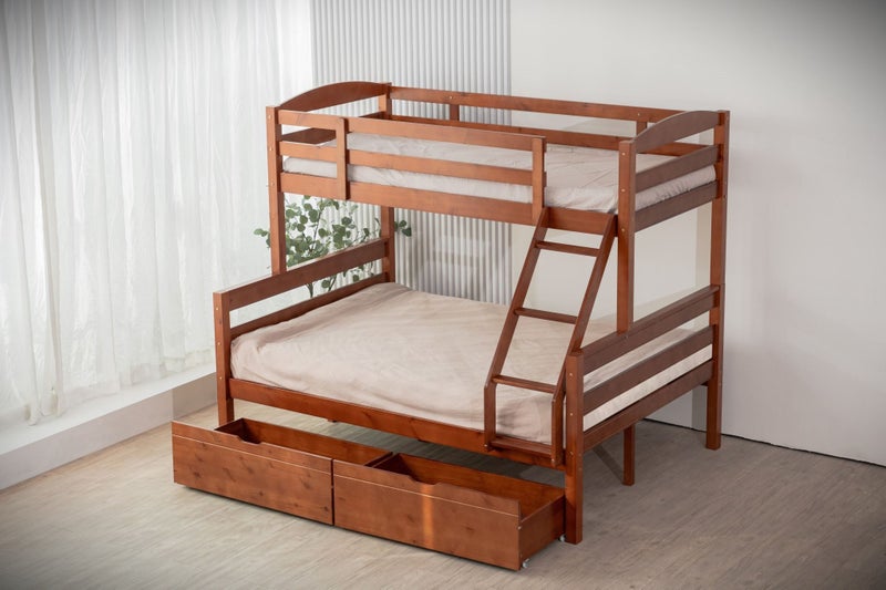 Cosmos Duo, Double Single Bunk Beds - Brown - Includes 2 x Storage Drawers Carousel 2