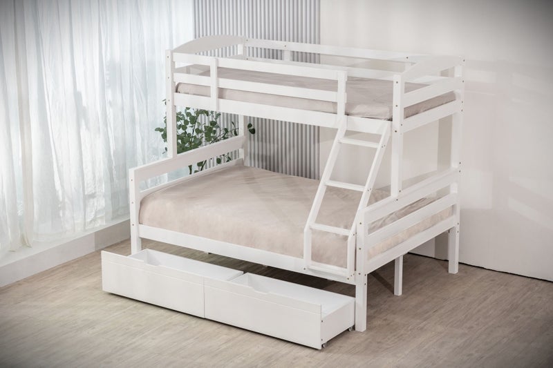 Cosmos Duo, Double Single Bunk Beds - White - Includes 2 x Storage Drawers Carousel 2