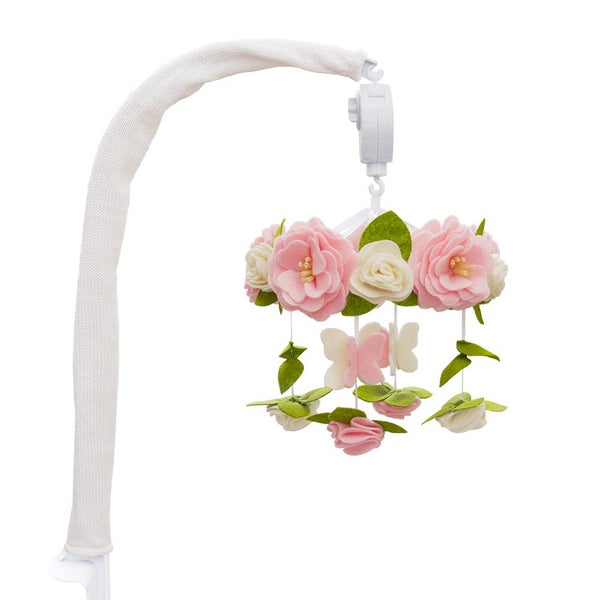 Living Textiles Baby Infant Childrens Nursery Musical Mobile Set Floral Wreath Carousel 1