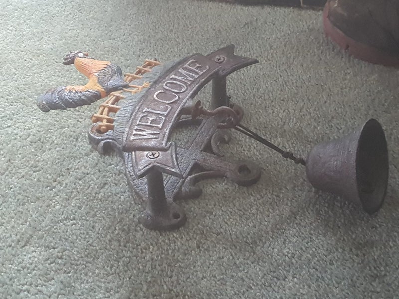 Vintage Cast Iron Rooster Door Bell Knocker Carousel 2