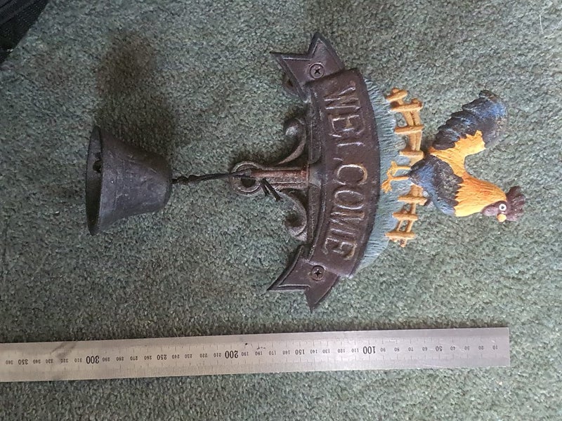 Vintage Cast Iron Rooster Door Bell Knocker Carousel 4