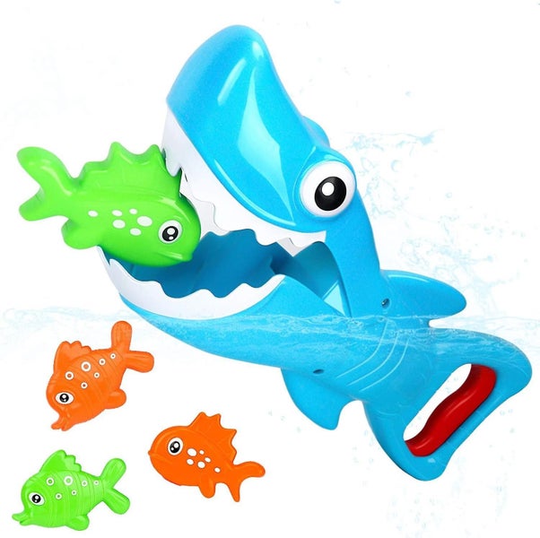 Shark Grabber Bath Toy for Boys Girls Catch Game with 4 Fishes Bathtub Fishing Carousel 1