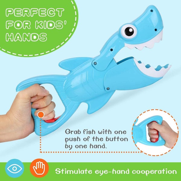 Shark Grabber Bath Toy for Boys Girls Catch Game with 4 Fishes Bathtub Fishing Carousel 2