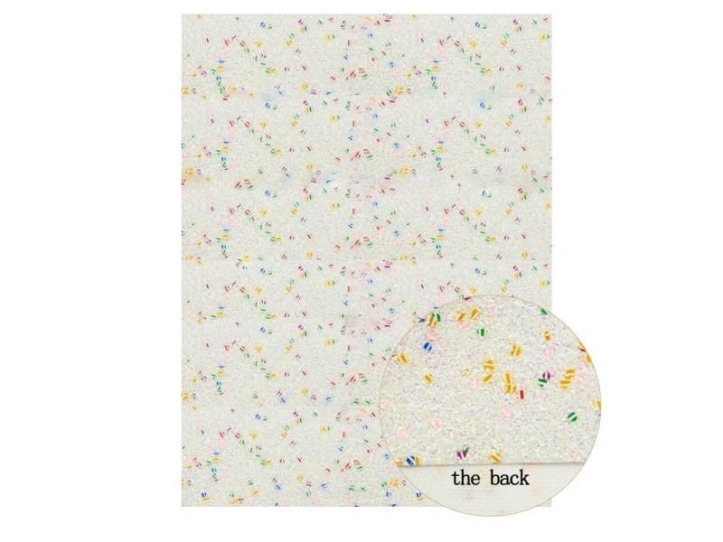 QIBU 22*30cm White Faux Leather Chunky Glitter Fabric DIY Clothes Materials Carousel 1