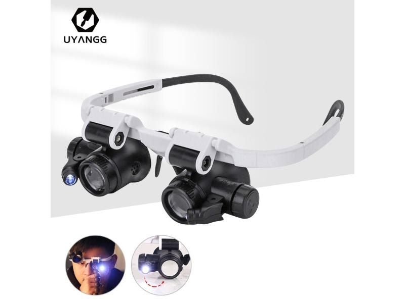 8X/23X Double Eye LED Lamp Magnifier Spectacles Glasses Magnifier Loupe Watch Carousel 1