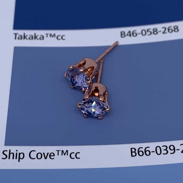 Rose Gold Stud Crystal Earrings "Alexandra" (Pale Blue) Carousel 2