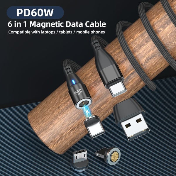 100W Type C Orion, swivel pivot 360° Magnetic 2m Green Fast Charging Cable iOS. Carousel 2