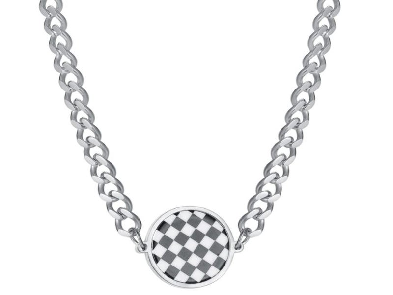 Checkerboard Stainless Steel Necklace Carousel 1