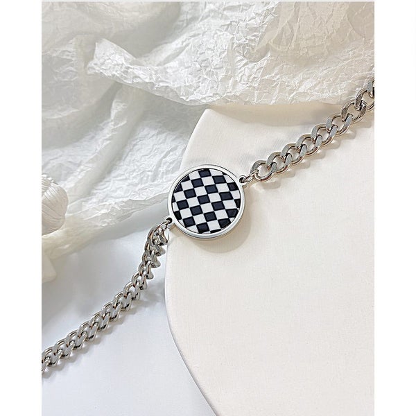 Checkerboard Stainless Steel Necklace Carousel 2