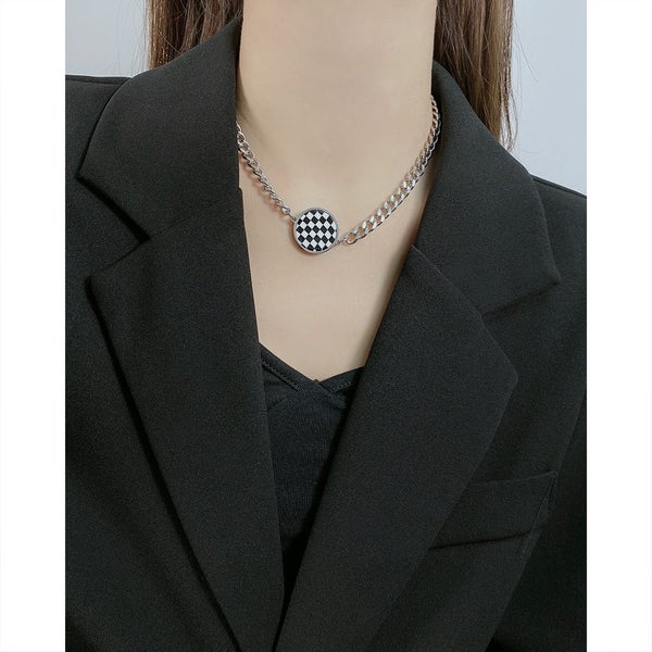 Checkerboard Stainless Steel Necklace Carousel 4