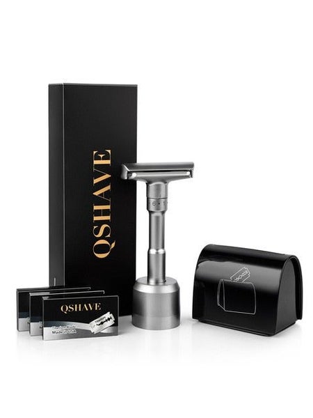 QSHAVE Adjustable Men's Shaving kit Holder + Razor + Blade Disposal Case +15 ... Carousel 1