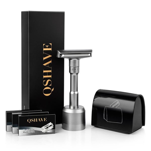 QSHAVE Adjustable Men's Shaving kit Holder + Razor + Blade Disposal Case +15 ... Carousel 2