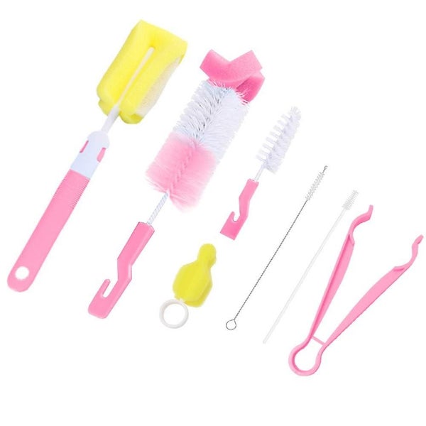 7Pcs Baby Bottle Brush Nipple Rotating Clean Sponge Straw Spout Cup Brush Kit Carousel 2