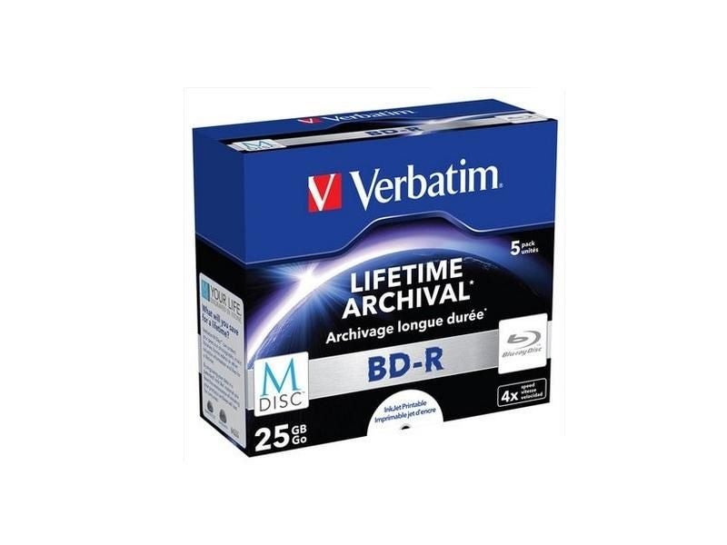 5Pcs Verbatim MDisc M-Disc Blu Ray BDR Blu-Ray Disc BD-R 25GB Lifetime Archival Carousel 2
