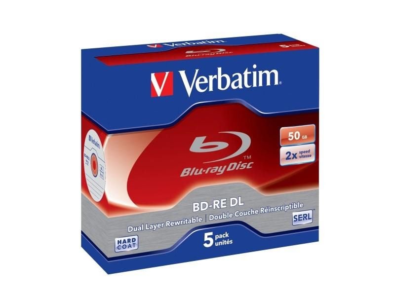 5Pcs Verbatim Blu-Ray Disc BD-RE DL 50GB 2X BDRE Blank Bluray Disks Dual Layer Carousel 1