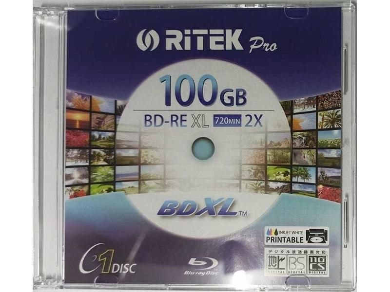 Blue Ray Disc BD-RE XL 2X 100GB 720MIN Bluray BDXL BDR 100gb 1PC Carousel 1