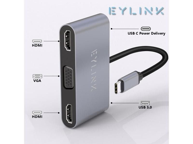 USB C Laptop Docking Station Dual HDMI Dual Screen USB 3.0 Hub For HP DELL XPS Carousel 1