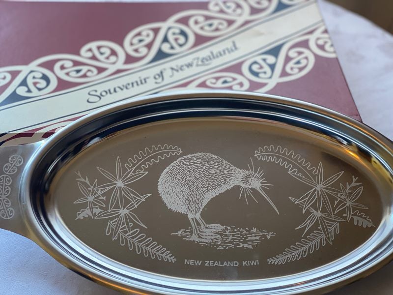 PAIR OF RETRO/ VINTAGE/ COLLECTABLE ~ STAINLESS STEEL ENGRAVED KIWIANA TRAYS Carousel 13