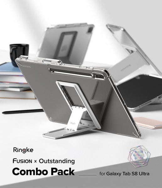 Galaxy Tab S8 Ultra Fusion Combo with Stand Clear (Light Gray) Case By Ringke Carousel 1