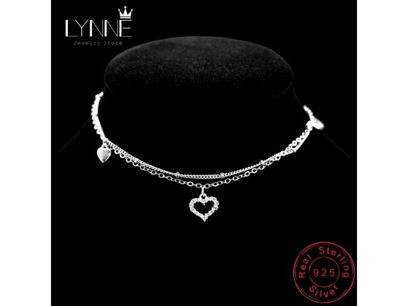 New Fashion 925 Sterling Silver Heart Rhinestone CZ Pendant Double Layer Carousel 1