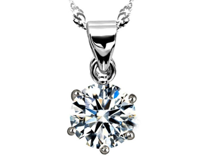 Round-cut Simple Design Pendant 925 Sterling Silver Necklace Carousel 1