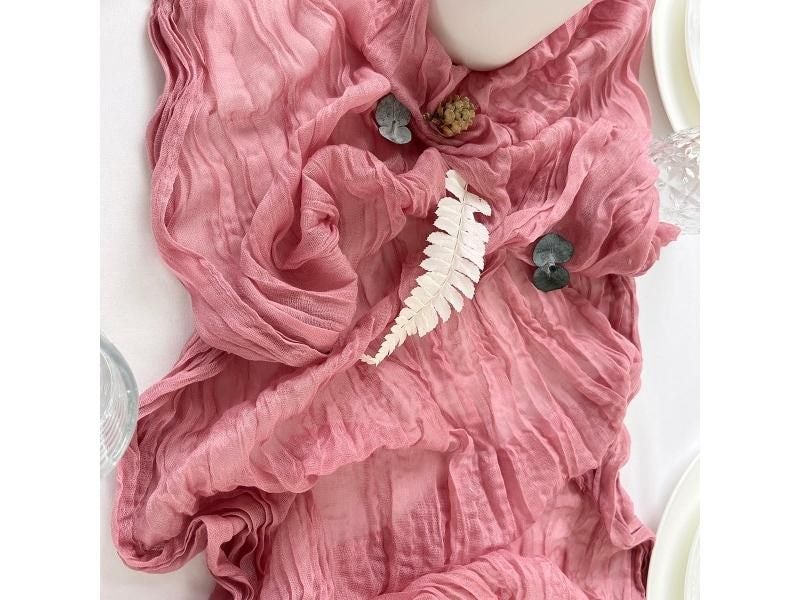 Semi-Sheer Gauze Table Runner Sage Cheesecloth Table Setting Dining Vintage Carousel 1