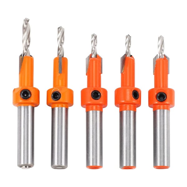 5PCS 2.8mm-4.0mm 8mm Round Countersink Drill Bits Set Perfect For Decking Boards Carousel 1