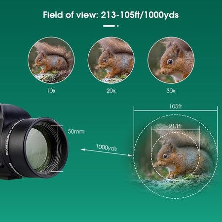 10-30x50 Telescope Professional Powerful Spyglass Binoculars Carousel 7