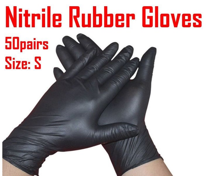 PTN SMALL 50pairs BLACK Nitrile Powder Free Rubber Gloves Disposable Carousel 1